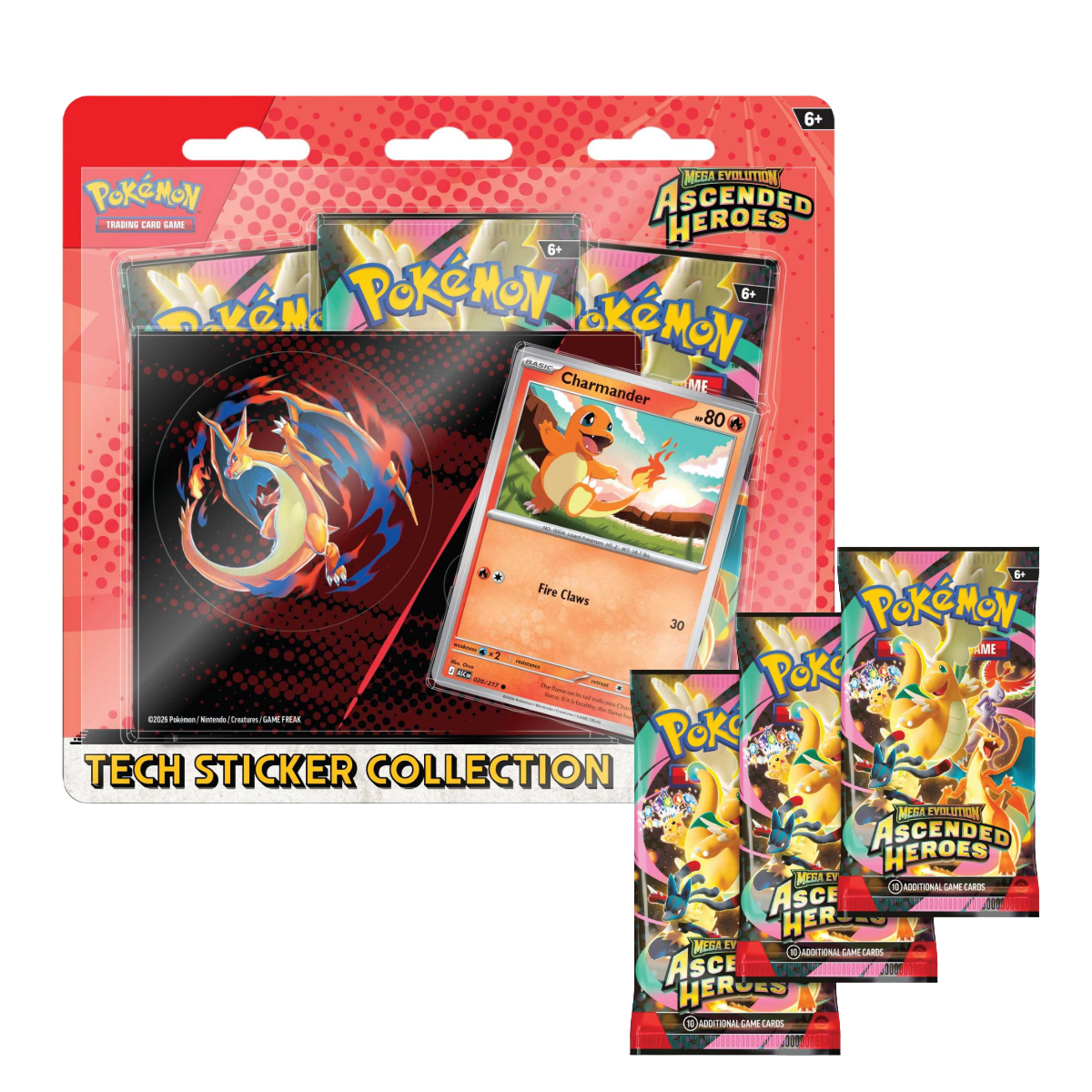 Pokémon – Ascended Heroes – Tech Sticker Collection – Charmander